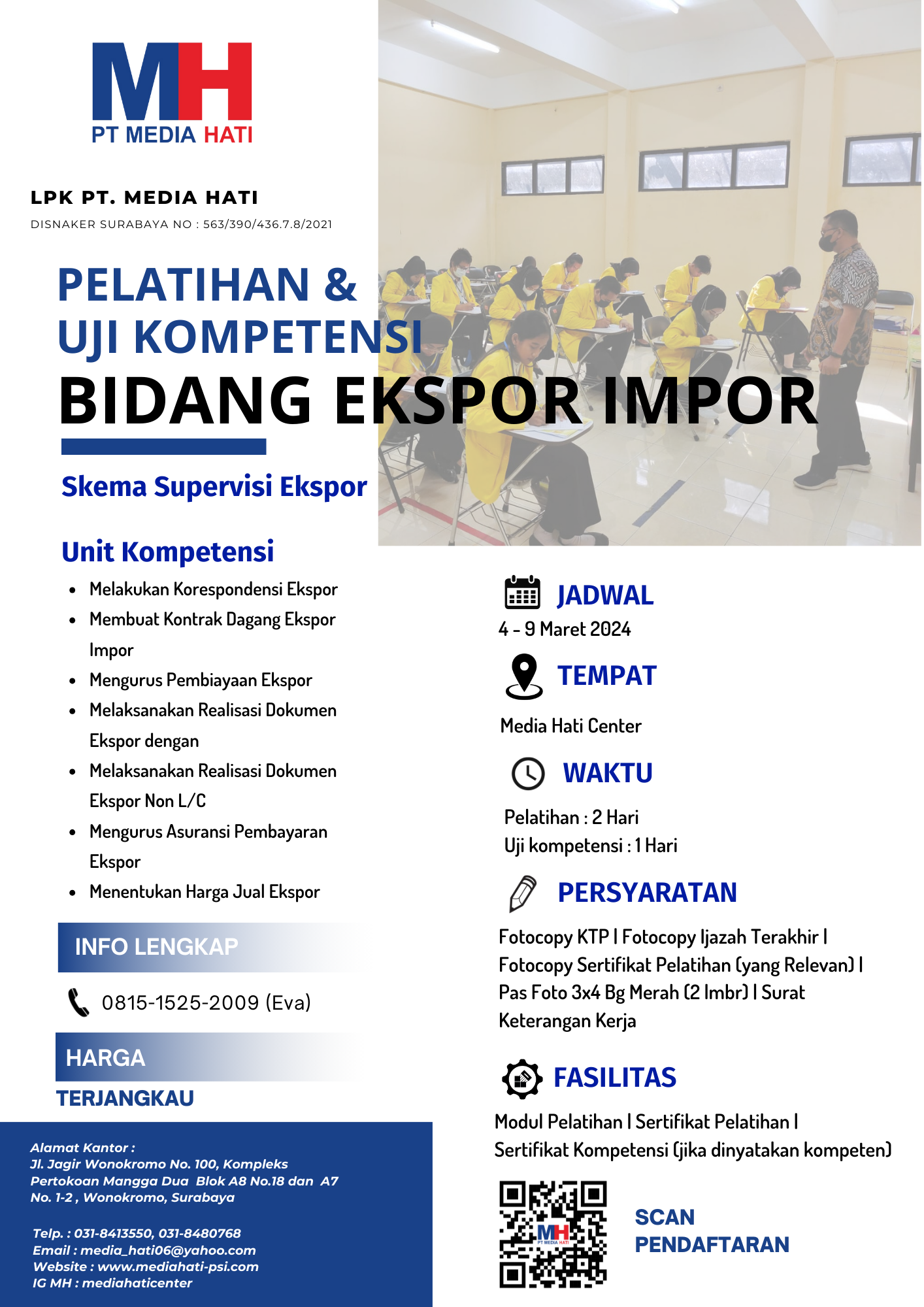 Info Pelatihan dan Uji Kompetensi Tanggal 04 - 09 Maret 2024.